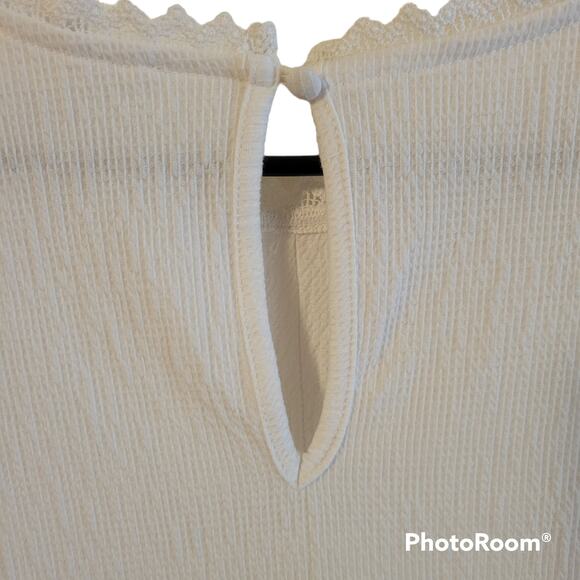 Flower & Feather Women's 2XL White Lace Blouse Top Boho Short Sleeve - Picture 6 of 8